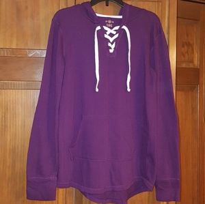 Lace up tunic hoodie with pocket